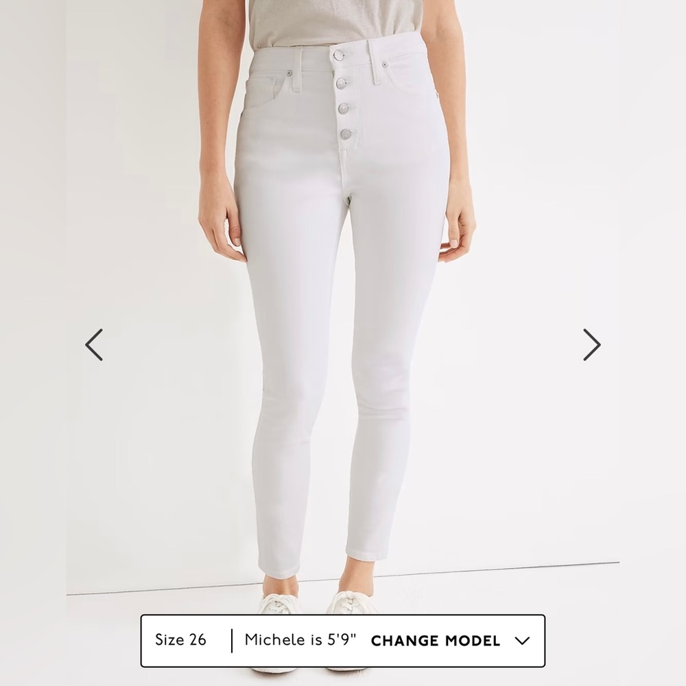 Madewell Skinny High Rise Crop in Button Front Pure White